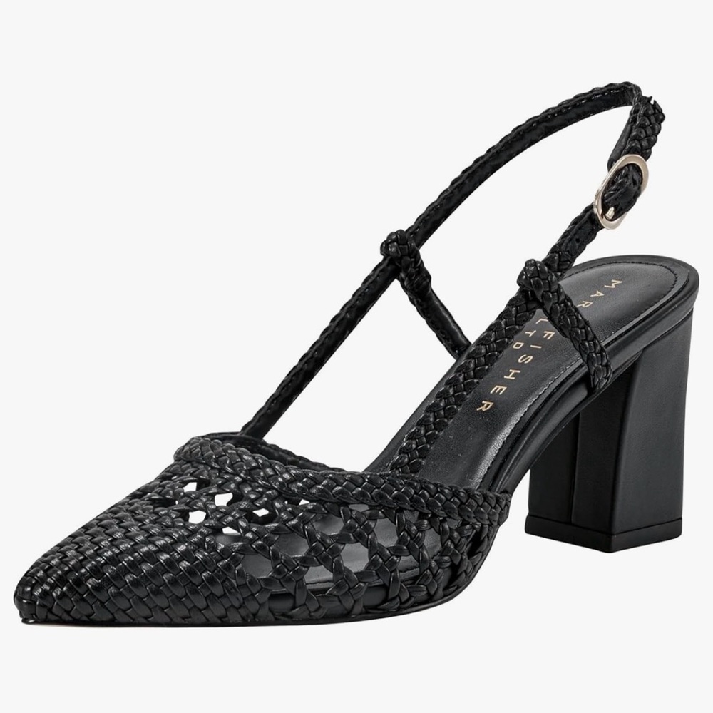 Marc Fisher Black Woven‎ Slingback Heels
